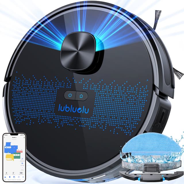 lubluelu SL60D robotstofzuiger met dweilfunctie, 4000 Pa, lasernavigatie, 5 kaarten, 55 dB, app-bediening, ideaal voor huisdierharen en harde vloeren