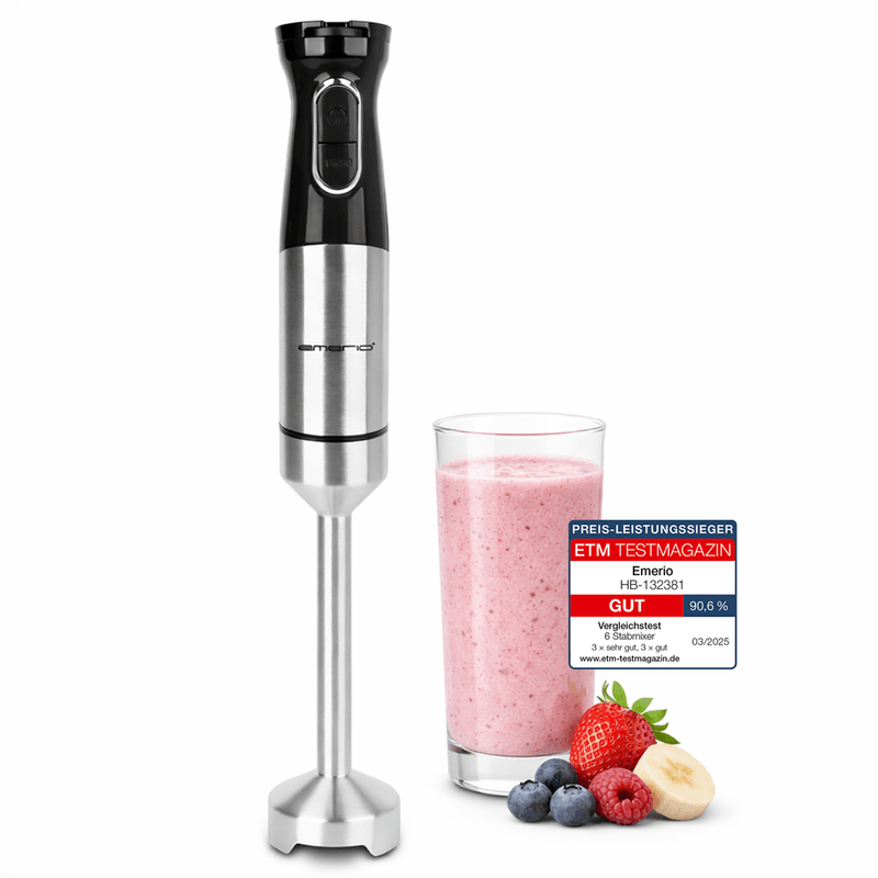 Emerio HB-132381, Staafmixer, 1000 W, Variabele snelheid, Zwart/roestvrij staal — afbeelding 1