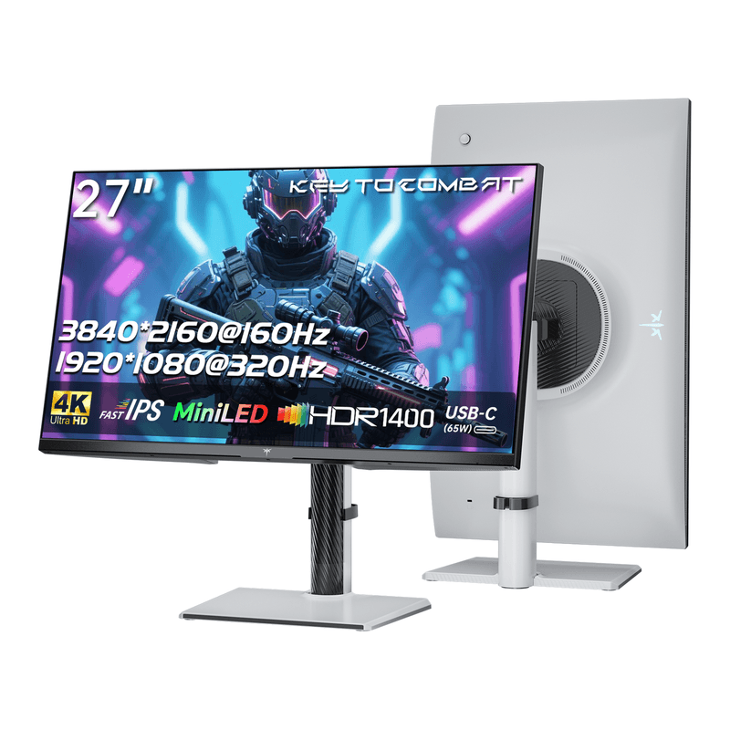 KTC 27 Zoll Mini LED Gaming Monitor, Dual Mode 4K 160Hz & FHD 320Hz, 1152 Zonen Local Dimming, HDR1400, Fast IPS, 1ms GTG, Adaptive Sync, 145% sRGB, 98% DCI-P3, KVM, USB-C 65 W, HDMI 2.1, DP 1.4, M27P6 — afbeelding 1