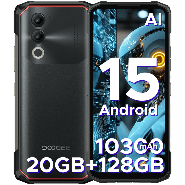 DOOGEE Blade 20, robuuste Android 15 smartphone, 10300 mAh batterij, 6,6 inch 90 Hz HD+ IPS-scherm, 20 GB RAM + 128 GB opslag, 16 MP AI-camera, drievoudige SIM-sleuf, simlockvrij