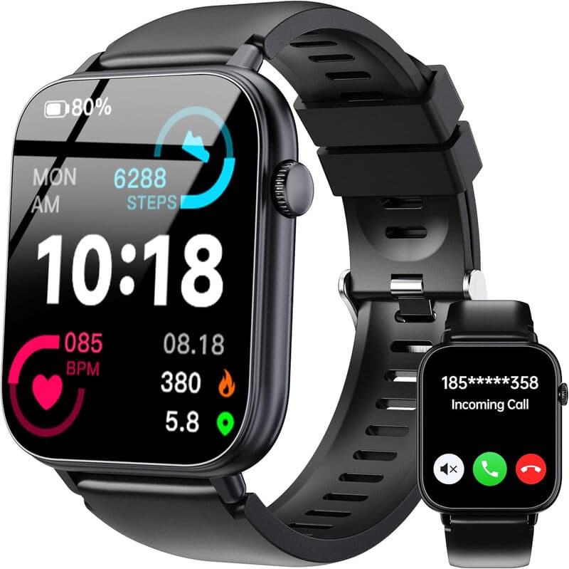 OUKITEL V3 Zwart Smartwatch-1,83" HD Heren Dames Bluetooth Bellen IP68 Waterdicht SpO2 Hartslag 100+ Sportmodi Android iOS — afbeelding 1