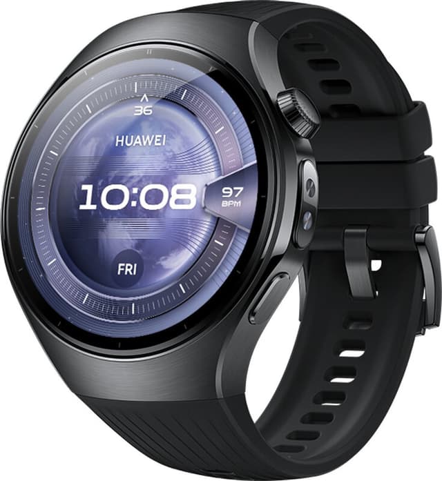 HUAWEI WATCH 5 46mm Zwart / Fluoroelastomeer band / Titanium van luchtvaartkwaliteit / X-TAP / eSIM bellen / GPS / ECG / Bluetooth 5.2 / Smartwatch / Compatibel met iOS en Android