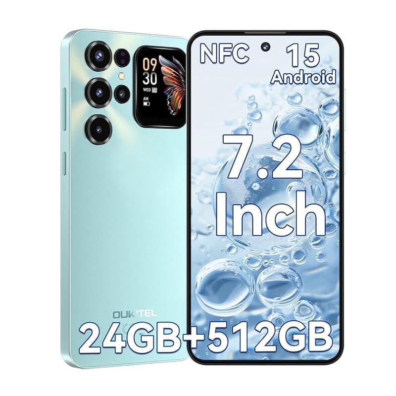 OUKITEL C68 Plus (8+512GB) 7,2-inch 6000mAh-batterij 9,5mm ultradunne behuizing met secundair scherm smartphone Blauw — afbeelding 1