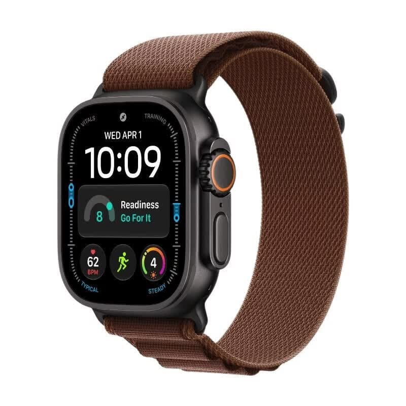 Apple Watch Ultra 4 - GPS + Cellular - 49 mm - zwart titanium kast met bordeauxrode Alpine Loop (L) — afbeelding 1