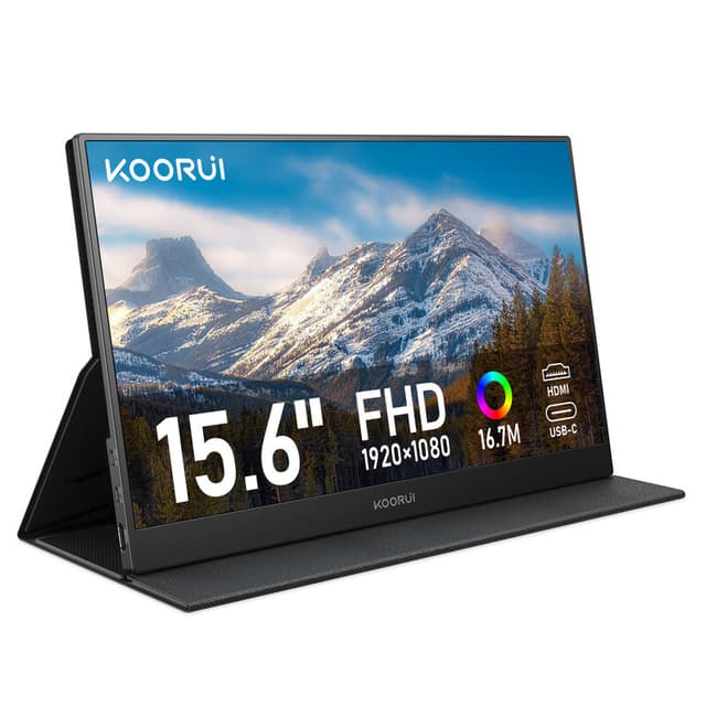 KOORUI E1511A 15,6-inch IPS FHD 60Hz draagbare monitor, zwart