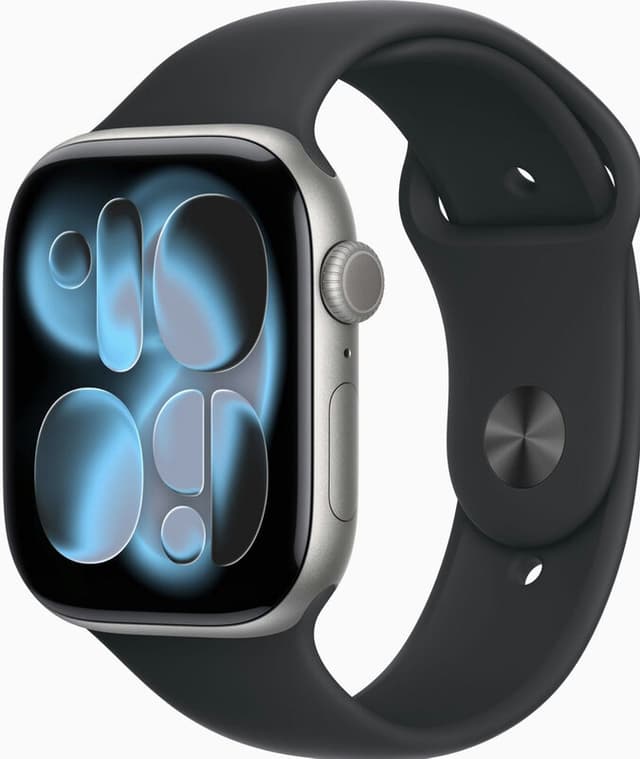 Apple Watch Series 11 42 mm, GPS + Cellular, Aluminium, Sportband M/L, Grijs (Zwart)