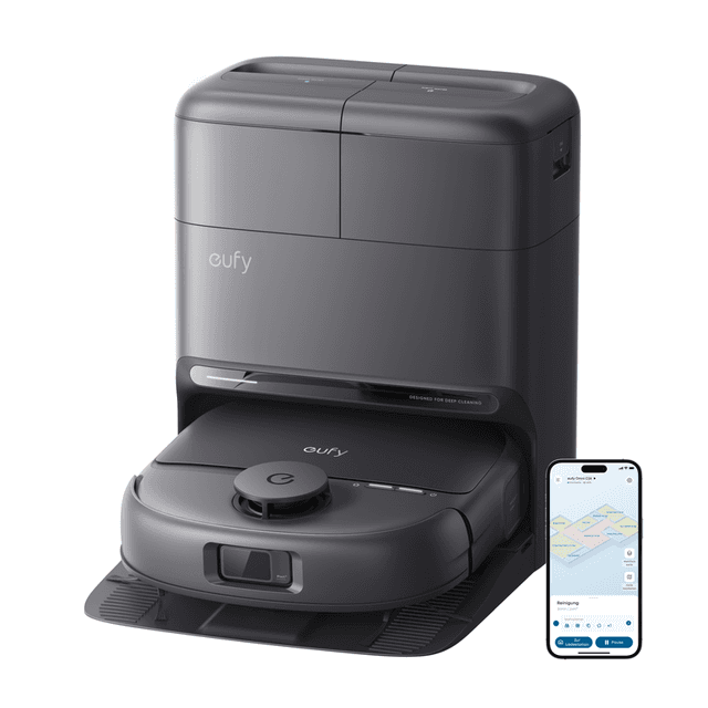 eufy C28 Omni, robotstofzuiger met dweil, HydroJet zelfreinigende rollerdweil, krachtige zuigkracht van 15.000 Pa, 5-in-1 robotstofzuiger- en dweilcombinatie voor thuis, Zero-Tangle-ontwerp, AI-obstakelvermijding