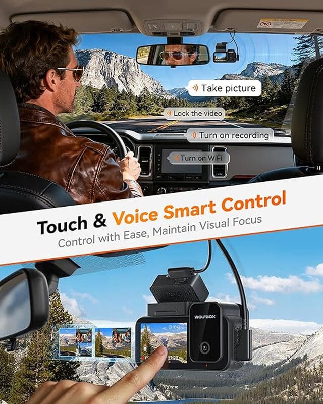 WOLFBOX X5 3-Kanaals 4K Dashcam STARVIS 2 IMX678 4K+2.5K Voor- en Achtercamera Binnenkant Drievoudige Autocamera 5.8GHz WiFi Spiegel Autodvr
