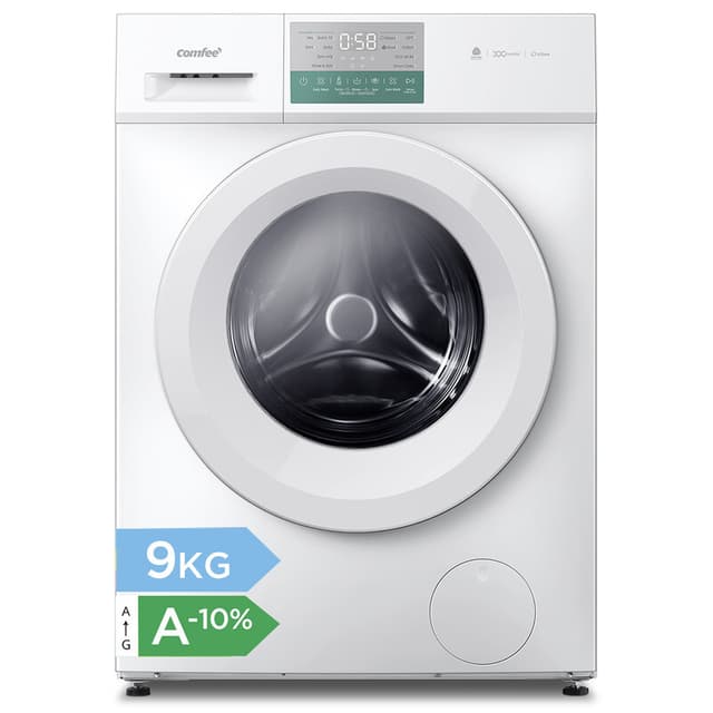 Comfee by Midea vrijstaande wasmachine, 9 kg, energieklasse A-10%, stoomverzorging, BLDC-motor, Woolmark, touchpaneel, wit - CFP03EW90W-HR