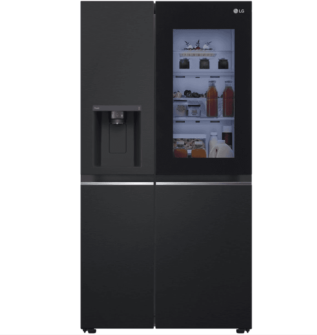LG InstaView GSGV81EPLL, Vrijstaand, Amerikaanse deur, Zwart, Binnenin, R600a, Glas