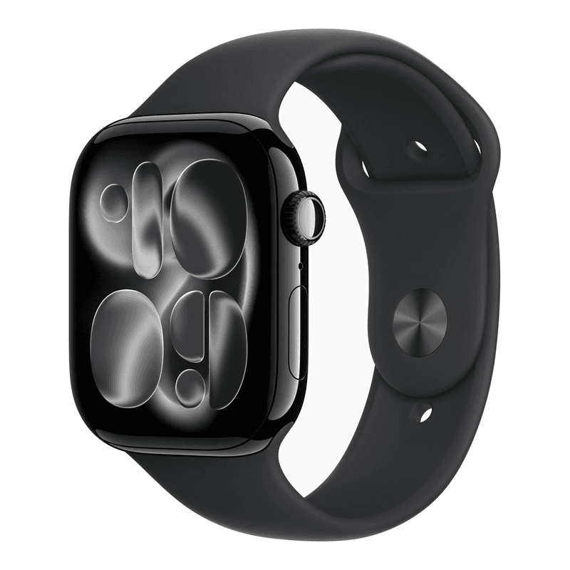 Apple Watch Series 11 GPS 46 mm gitzwarte aluminium kast met zwarte sportband - M/L — afbeelding 1