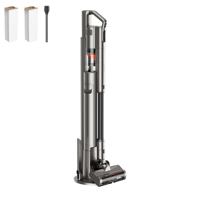 UWANT V500 draadloze steelstofzuiger met automatische leegstation, 25 kPa krachtige zuigkracht, groene LED-stofdetectie, werktijd tot 45 min, lichtgewicht handstofzuiger voor harde vloeren en tapijten