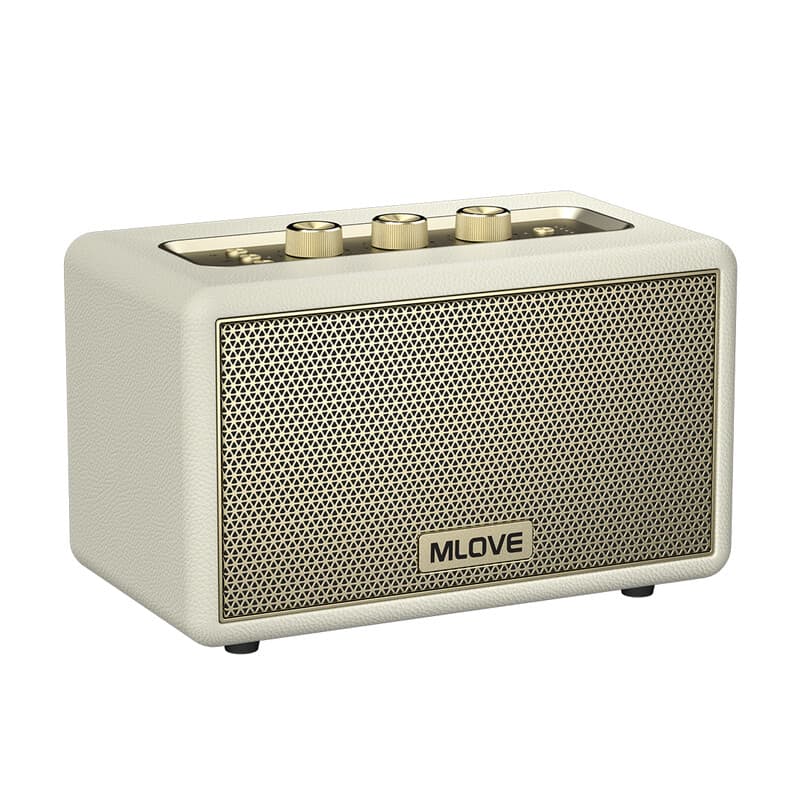 Mlove A200 Draagbare Bluetooth-luidspreker draadloos Bluetooth 5.3 speaker 24 uur afspeeltijd, Elegante Retro Bluetooth-luidspreker - Wit — afbeelding 1