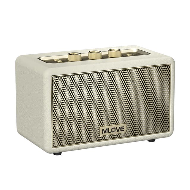 Mlove A200 Draagbare Bluetooth-luidspreker draadloos Bluetooth 5.3 speaker 24 uur afspeeltijd, Elegante Retro Bluetooth-luidspreker - Wit