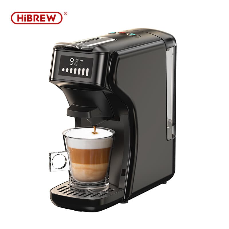 HiBREW H1B 6-in-1 capsulekoffiezetapparaat, watertank van 600 ml, extractie met 19 bar druk, koud-/warmmodus, ledindicator, voor Kcup*/Nes*/DG*/espressopoeder, zwart — afbeelding 1