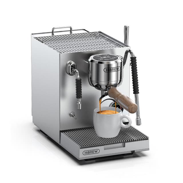 HiBREW H21 Professional Espresso Machine Dual-Boiler Dual-Pump 58mm Portafilter Programmable Shots 3-Hole Steam Wand 1.8L Tank - Silver