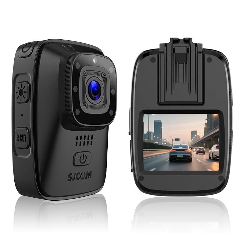 SJCAM A10 lichaamscamera en dashboardcamera voor de auto met nachtzicht, IP65 waterdicht, 450 minuten lange batterijduur, 140° breedhoek, 12 MP foto's, 2,4 GHz wifi, compact 8,3×5,7×3,8 cm, voor beveiliging, politie, wetshandhaving en voertuigregistratie — afbeelding 1