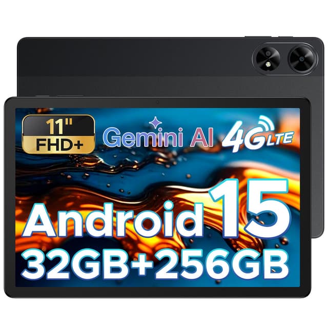 DOOGEE Tab G6 Plus Android 15 tablet, 11 inch, met SIM-kaartsleuf, AI, FHD+, 32 GB RAM+256 GB ROM/2 TB, 8000 mAh, octa-core T7280, Widevine L1, 5G-wifi, bluetooth 5,0, GPS, zwart