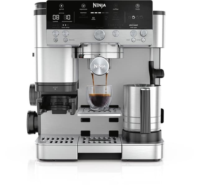 Ninja ES601EU Luxury Premier 3-in-1 Koffiemachine – Latte, Cappuccino, Cold Brew & Espresso – Ingebouwde Bonen Maler & Melkopschuimer – 4 Automatische Opschuimprogramma's – Zilver