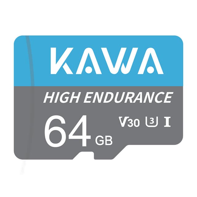 KAWA 64 GB microSDXC-geheugenkaart, microSD-kaart met hoge duurzaamheid voor videobewaking, A1, U3, Class 10, V30, TF-kaart met hoge snelheid voor dashcam, beveiligingscamera, babyfoon, telefoons, tablets, drones