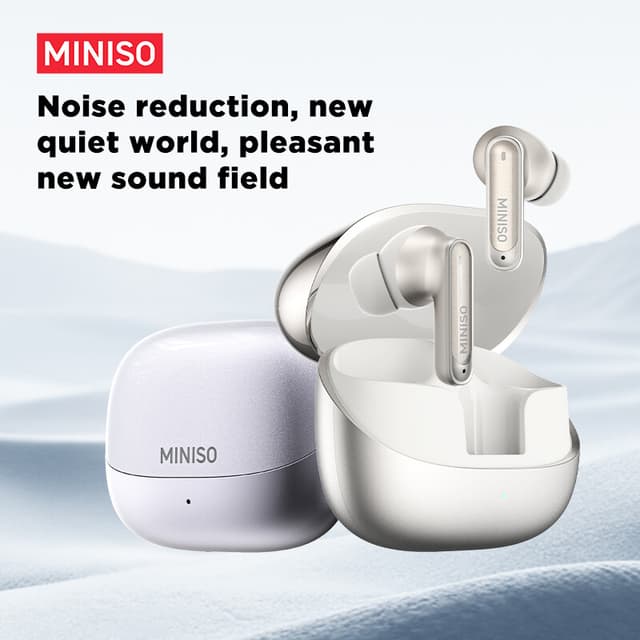 MINISO MS106 Draadloze Bluetooth 6.0 oordopjes, High Fidelity, IPX5 waterbestendig, AI-taalvertaling, geschikt voor kantoor, sport, studeren en audiogesprekken, ingebouwde microfoon, TWS-oordopjes, zilver