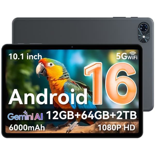 TABWEE T80 Android-tablet, 10,5 inch, 12 GB (4+8) RAM + 64 GB ROM, 1280 x 800 pixels, snel oplaadbare batterij van 6000 mAh / 5G, wifi / Bluetooth 5.0 / Gemini AI-tablet