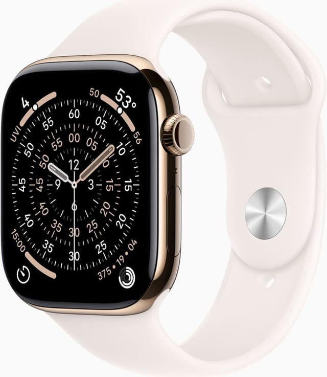 Apple Watch Series 11 gps + mobiel netwerk 42 mm, goudkleurig titanium