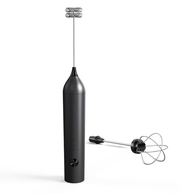 Cuisync melkopschuimer, handmatige koffieopschuimer, elektrische mixer, Type-C oplaadbare schuimmaker met 3 snelheden, 2 opzetstukken & oververhittingsbeveiliging, dubbelwandige opschuimkop, KJBQ-13