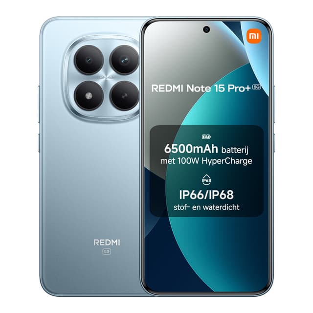 REDMI Note 15 Pro+ 5G Gletsjerblauw 12 GB RAM 512 GB ROM eSIM, Dual SIM, NFC, Met 2 Jaar Officiële Garantie