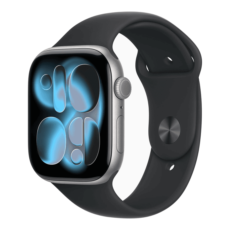 Apple Watch Series 11, 46 mm, GPS + Cellular, Aluminium, Sportband S/M, Grijs (Zwart) — afbeelding 1