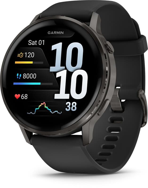 Garmin Venu 4 - 41 mm Multisport Smartwatch - Leigrijs - Zwarte Siliconen Band