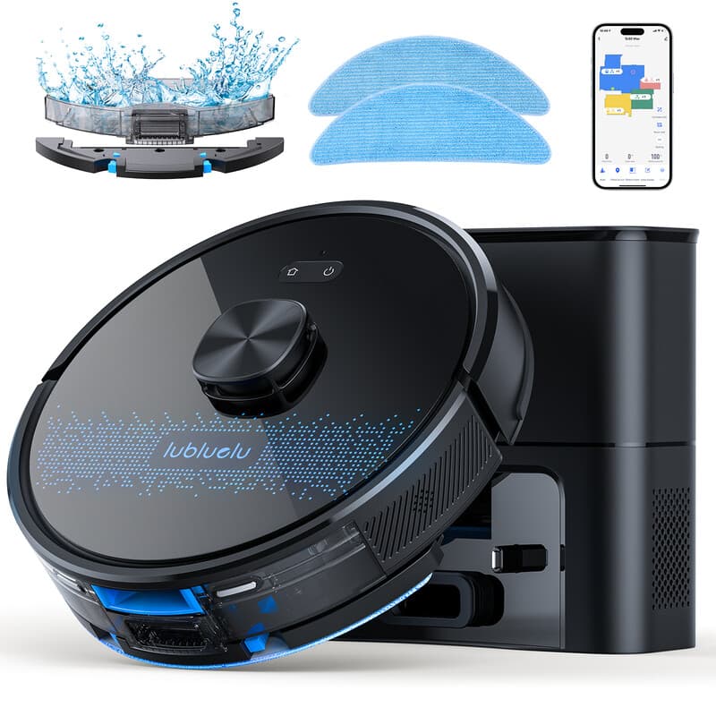 Lubluelu SL60MAX 3-in-1 robotstofzuiger met zuigstation, 4000 Pa, dweilfunctie, lasernavigatie en app-bediening, ideaal voor dierenharen, tapijten en harde vloeren — afbeelding 1