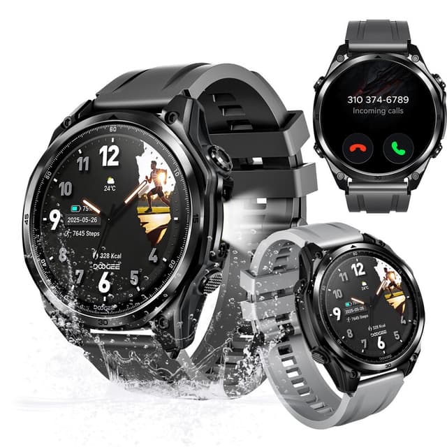 DOOGEE ANYWISE W1 Lite 1,43" AMOLED Smartwatch, Bluetooth, 170+ Sportmodi, 5 ATM, 12-Dagen Batterij, Zwart