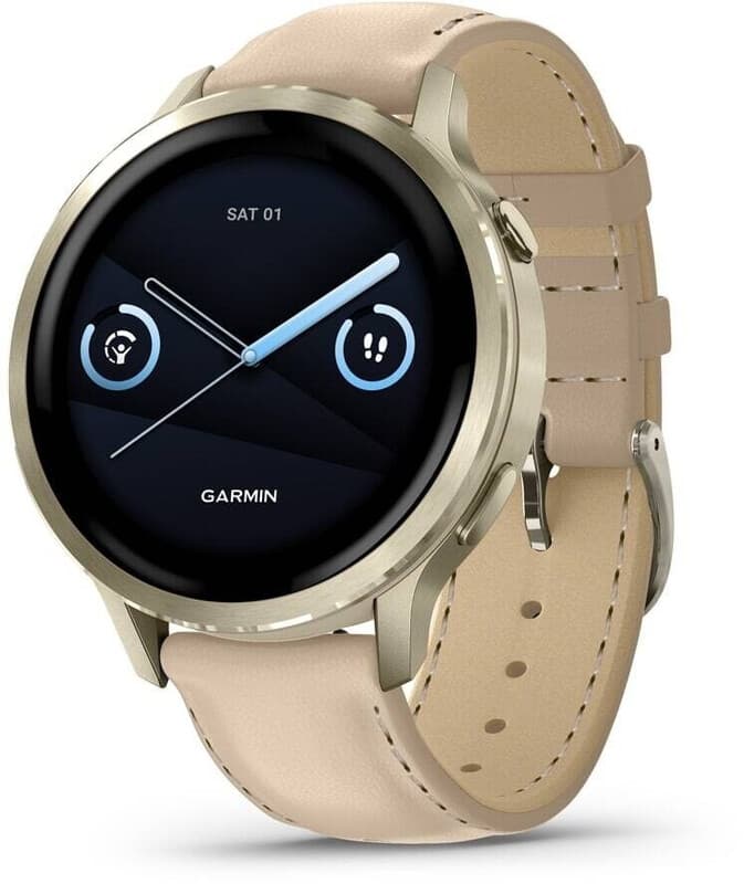 Garmin Venu 4 - 41 mm Multisport Smartwatch - Goud - Beige Leren Band — afbeelding 1