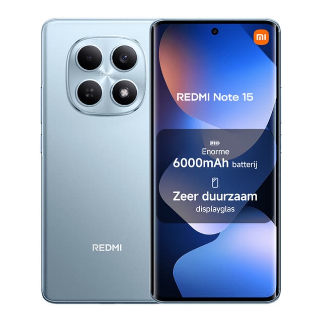 Xiaomi REDMI Note 15 8/256 Blauw 4G smartphone 6,77" FHD 6000 mAh batterij 33 W turbo opladen 108 MP hoofdcamera IP64 Bluetooth 5.3 NFC