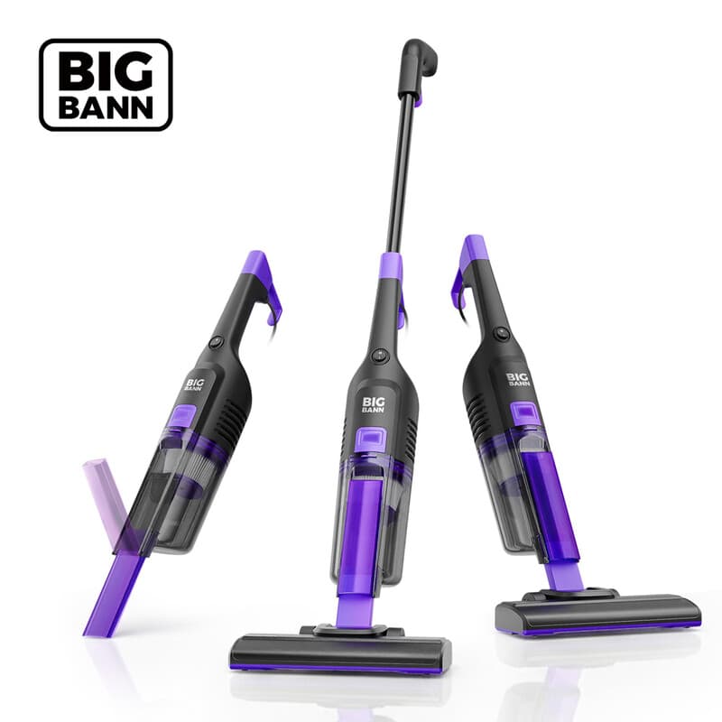 BIGBANN 3-in-1 steelstofzuiger, lichtgewicht bedrade handstofzuiger met 18 kPa zuigkracht, rechtop bewaren, 5 m snoer voor harde vloeren, dierenhaar en kleine ruimtes, zwart, Flit F — afbeelding 1