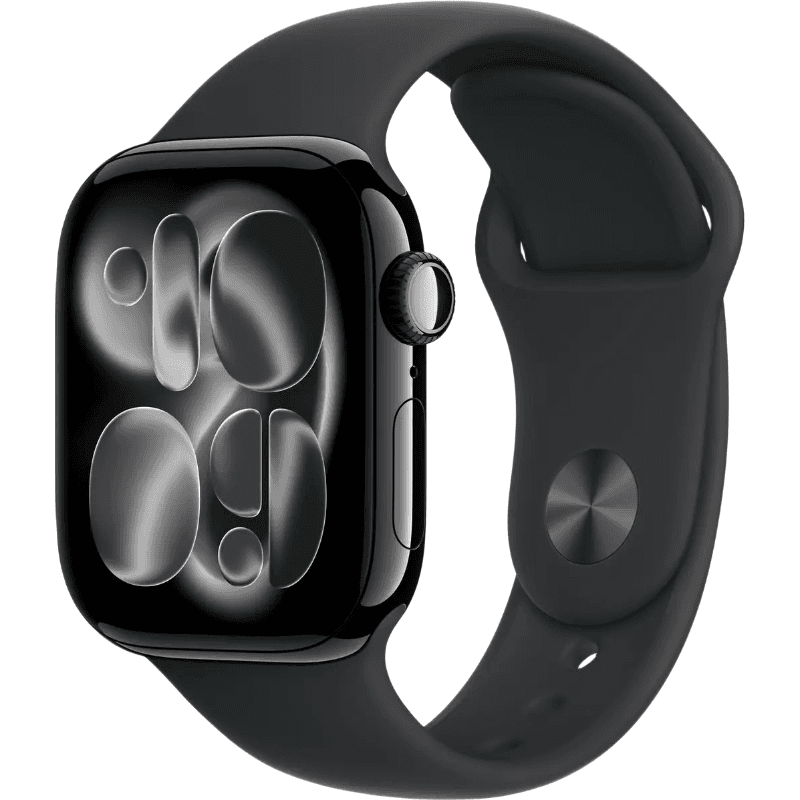 Apple Watch Series 11 GPS 42 mm kast van matzwart aluminium met zwarte sportband - M/L — afbeelding 1
