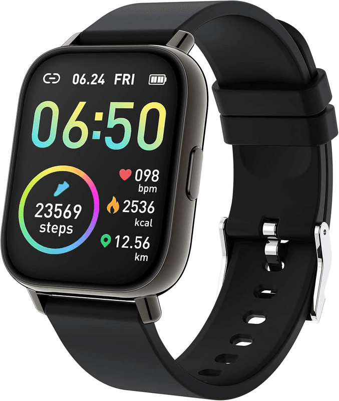 Jugeman P32 Zwart Smartwatch, Fitness Tracker 1,69'' HD voor Mannen Vrouwen, Stappenteller — afbeelding 1