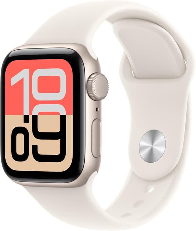 Apple Watch SE 3 GPS 40 mm starlight aluminium kast met starlight sportband - M/L