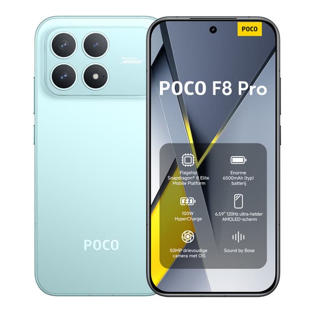 POCO F8 Pro Blauw 12 GB RAM 256 GB ROM, Dimensity 9500 Processor, 8500 mAh Batterij, Ultrahelder AMOLED Display, 50 MP Light Fusion 600 Hoofdcamera met OIS, Origineel met Officiële Garantie