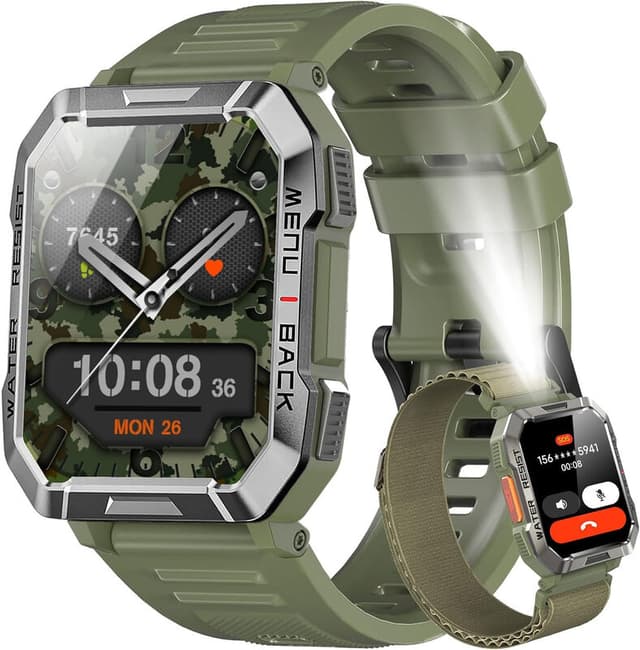 Blackview W60 Smartwatch Heren Fitness Horloge met Telefoonfunctie, Bellen / Oproepen Aanbellen, Kompas, IP68 Waterdicht, Sporthorloge met 100+ Sportmodi, Hartslag- en Slaapmonitor, Stappenteller, Horloge voor Android iOS