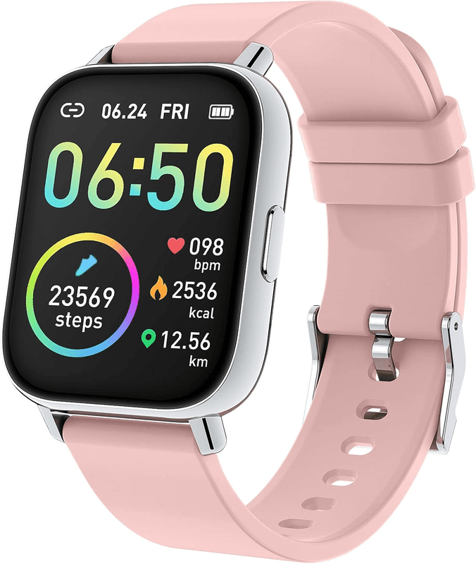 Jugeman P32 Roze Smartwatch, Fitness Tracker 1,69'' HD voor Mannen Vrouwen, Stappenteller — afbeelding 1