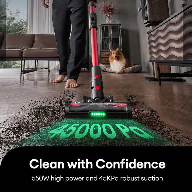 Ultenic U16 draadloze stofzuiger, 550 W hoog vermogen en 45 kPa robuuste zuigkracht, continue kracht, grenzeloos schoon, verbeterde klitvrije vloerborstel, zeslaags filtersysteem — afbeelding 1