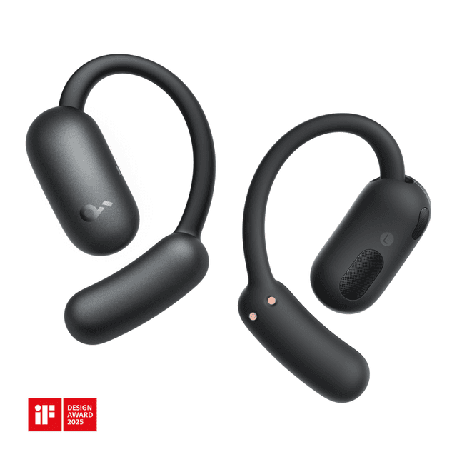 Soundcore AeroFit 2 draadloze open-ear koptelefoon voor bellen/muziek/sport/dagelijks gebruik - Zwart
