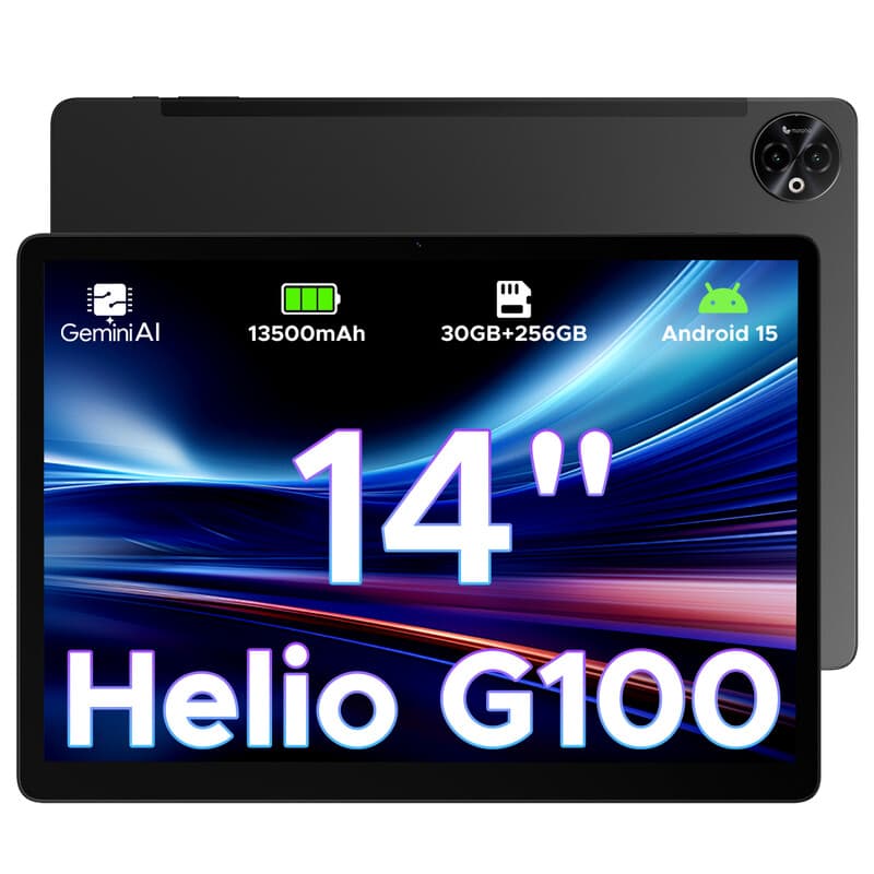 DOOGEE Tab E3 Max 14 inch tablet met Android 15, gamingtablet, 13500 mAh batterij, MTK G100 octa-core, 32 GB RAM + 256 GB ROM (2 TB TF), 2,1K (2160 x 1440) display, 16 MP + 2 MP + 8 MP, 4G LTE/5G WLAN/GPS/GMS - zwart — afbeelding 1