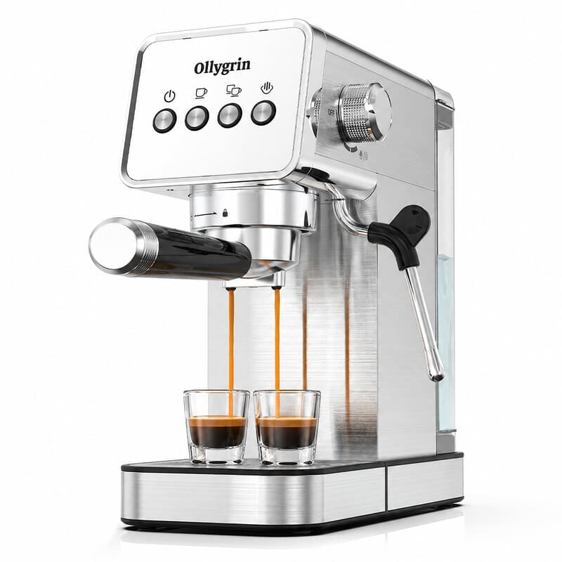 Ollygrin EM1502 20 bar espressomachine, professionele espressomachine met stoompijpje, espressomaker met afneembare waterreservoir & lekbak voor thuisgebruik — afbeelding 1