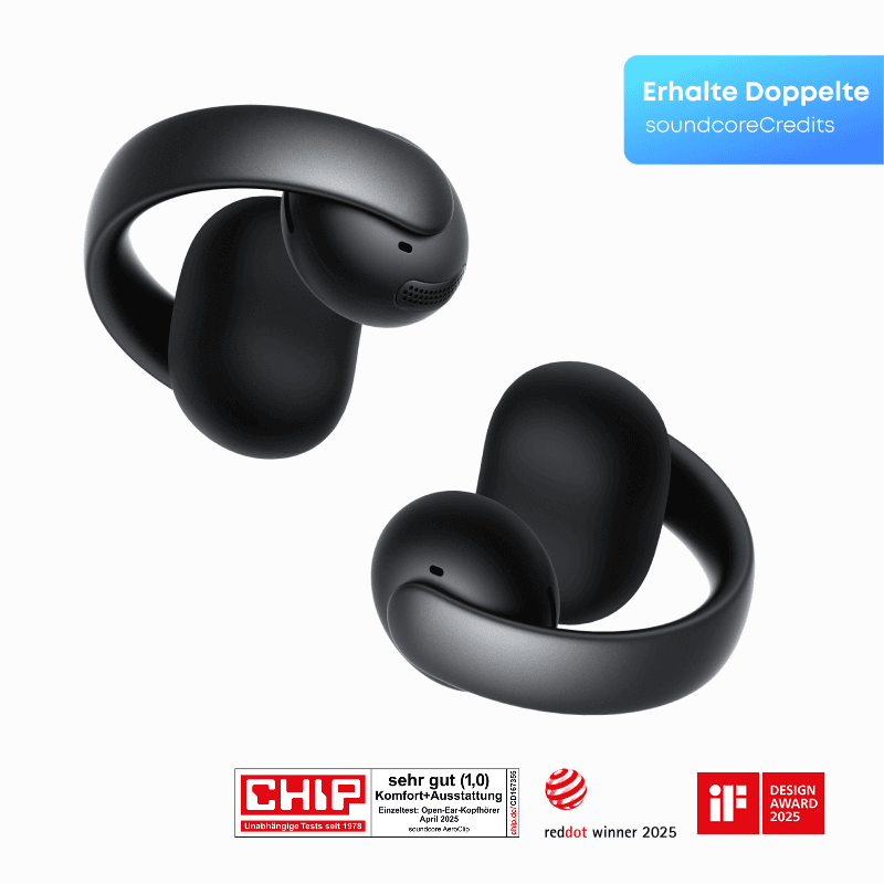 Soundcore Aeroclip true wireless stereo (TWS) oordopjes voor bellen, muziek, sport en dagelijks gebruik, Bluetooth, zwart — afbeelding 1