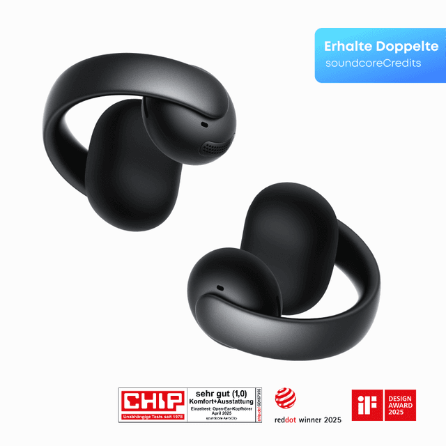 Soundcore Aeroclip true wireless stereo (TWS) oordopjes voor bellen, muziek, sport en dagelijks gebruik, Bluetooth, zwart