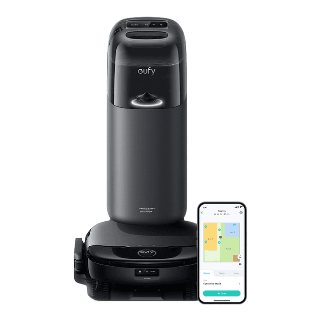 eufy Omni S1 robotstofzuiger met dweilfunctie, 8000 Pa zuigkracht, alles-in-één basisstation, automatische hoogteverstelling, slimme obstakelvermijding, geschikt voor huisdierenhaar en harde vloeren