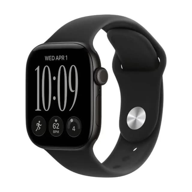 Apple Watch Series 12 GPS 42 mm Zwart Aluminium Kast met Zwart Sportband - M/L